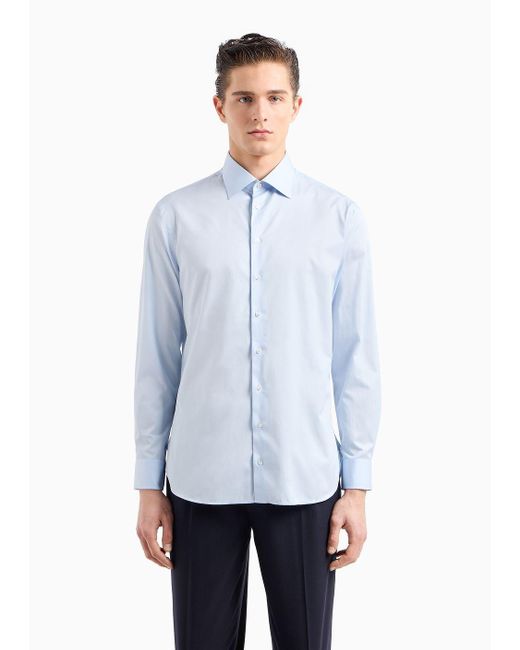Chemise Coupe Classique En Coton De Luxe Giorgio Armani pour homme en coloris White