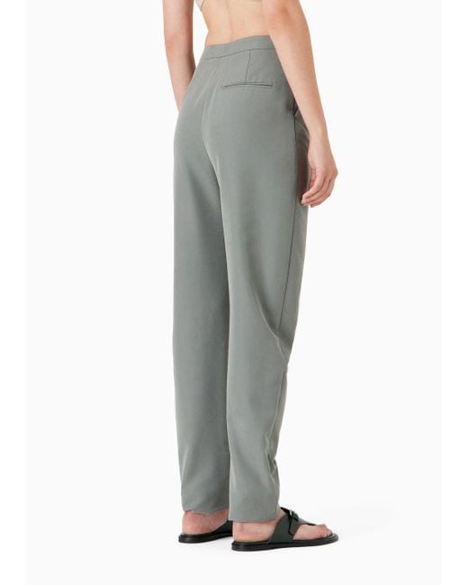 Pantalones De Pernera Ovalada En Cupro Emporio Armani de color Gray