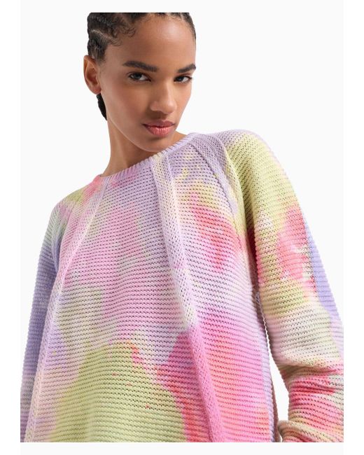 Emporio Armani Pink Sustainability Values Capsule Collection Printed Recycled Cotton Blend Jumper