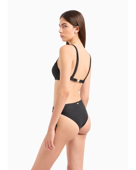 Emporio Armani Black Push-up Bikini In Textured Lycra