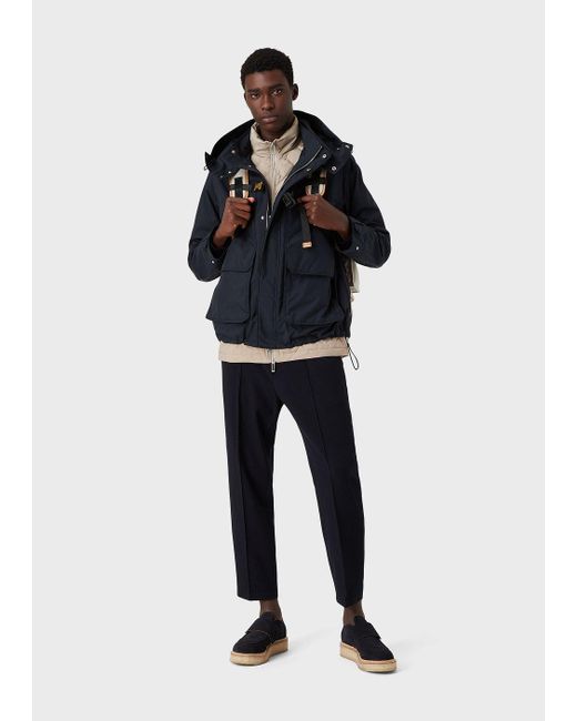 emporio armani water repellent hooded jacket