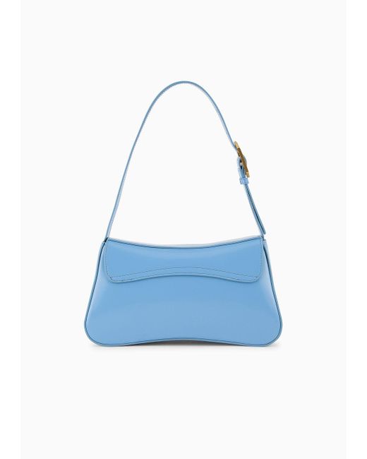 Emporio Armani Blue Brushed-finish Baguette Shoulder Bag