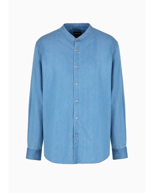 Camisa De Denim De Algodón De La Colección Denim Giorgio Armani de hombre de color Blue