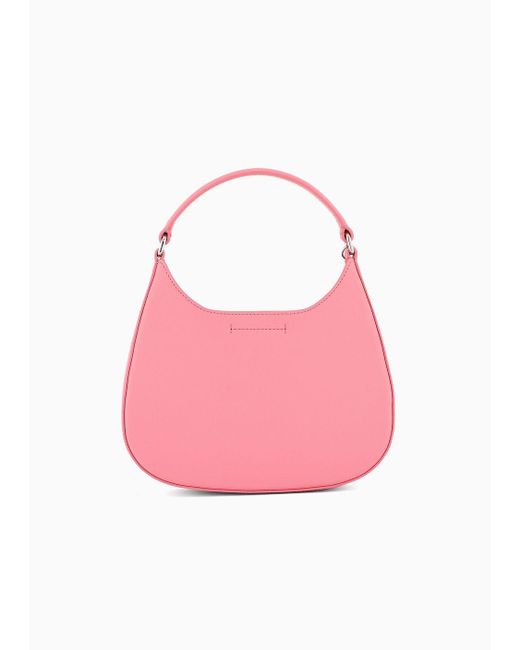 Emporio Armani Pink Sustainability Values Capsule Collection Pebbled Recycled Leather Hobo Handbag
