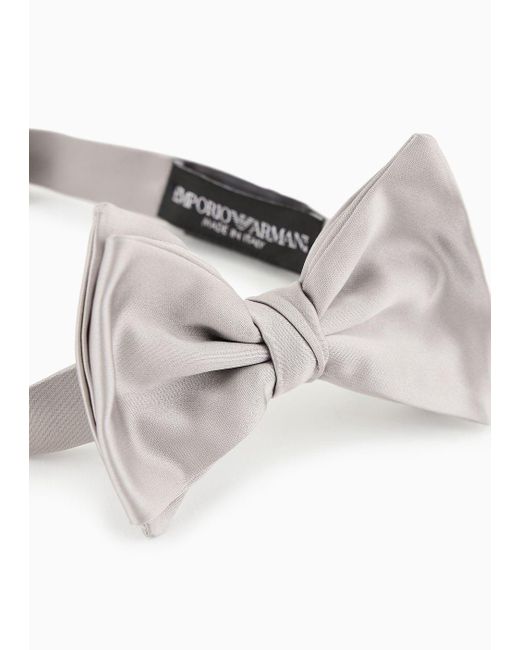 Emporio Armani White Pure Silk Bow Tie With Jacquard Micro-motif for men