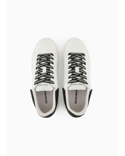 Sneakers En Cuir Avec Dos En Caoutchouc Emporio Armani en coloris White