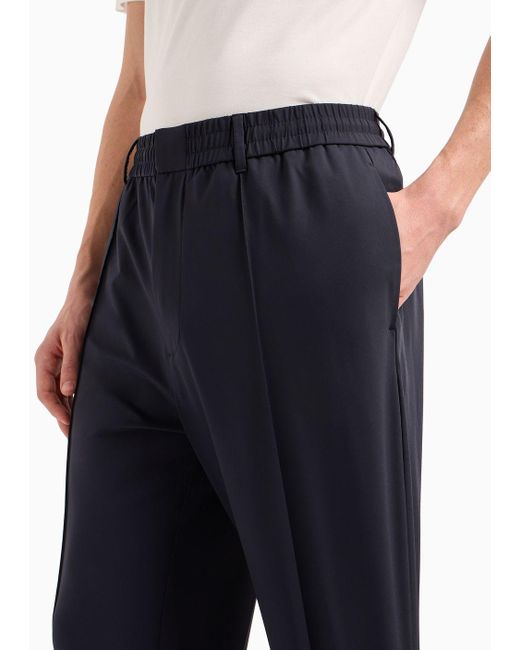 Emporio Armani Blue Travel Essentials Trousers In Nylon With Ribbing And Elasticated Waist for men