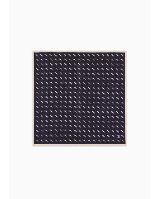 Giorgio Armani Blue Asv Printed Silk Pocket Square for men