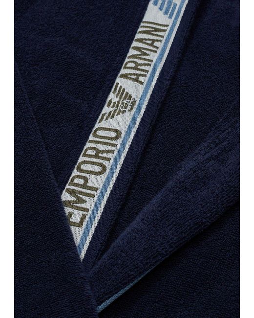 Peignoir En Éponge Avec Bande Logo Emporio Armani en coloris Blue