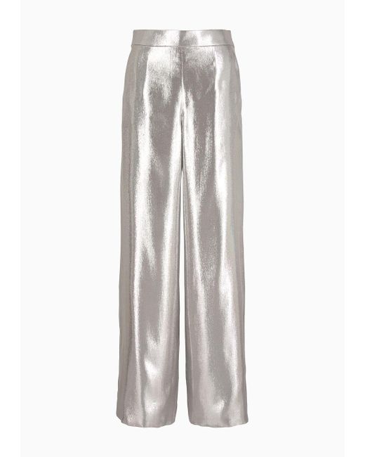 Giorgio Armani White Silk Cady Wide-legged Trousers