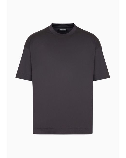 Emporio Armani Blue Loose-fit T-shirt In An Asv Lyocell-blend Jersey for men