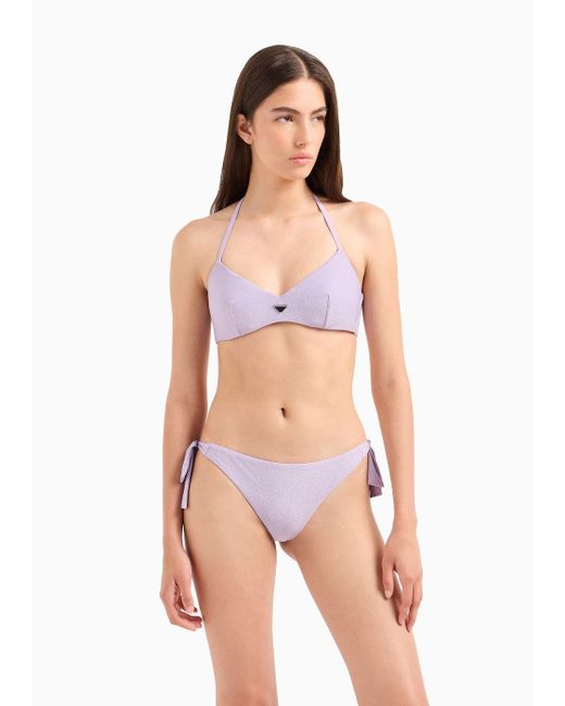 Bikini De Triángulo Tipo Vela De Lúrex Con Relleno Emporio Armani de color Purple
