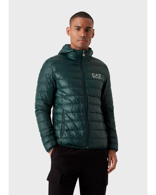 Emporio Armani Core Identity Packable Hooded Puffer Jacket in Green for Men  | Lyst