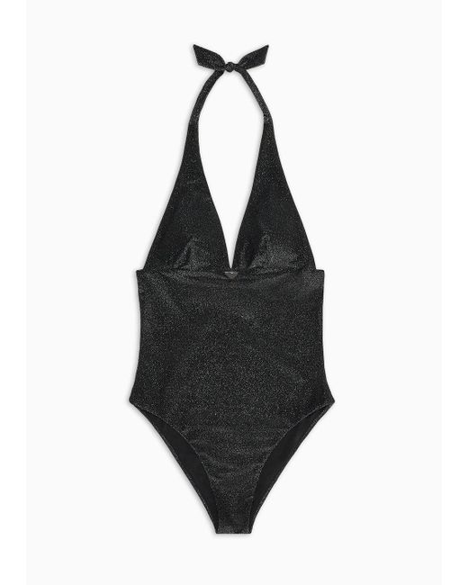 Emporio Armani Black Lurex Padded One-piece Swimsuit