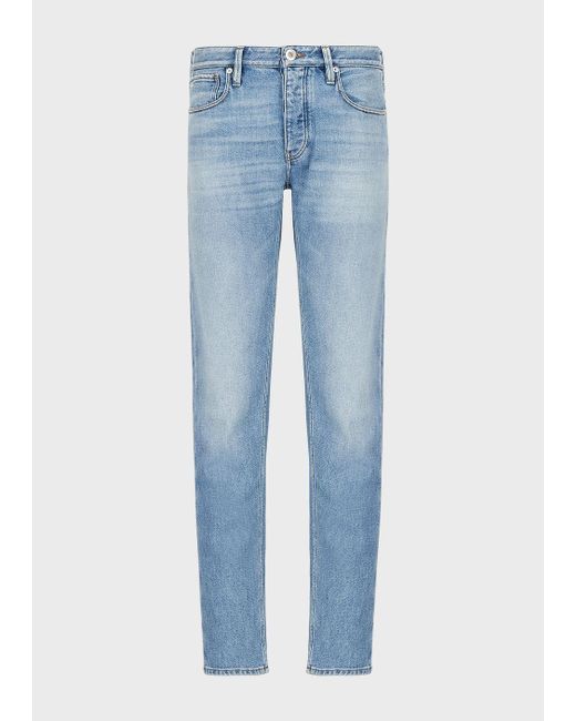 Emporio Armani Blue J75 Slim-fit Jeans In Soft Comfort Denim for men