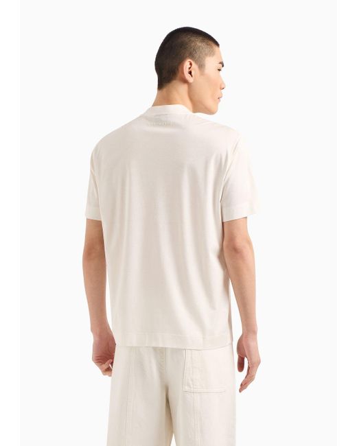 Emporio Armani Asv T-shirt Aus Jersey-lyocell-mischung, Mit Blumenstickerei in White für Herren