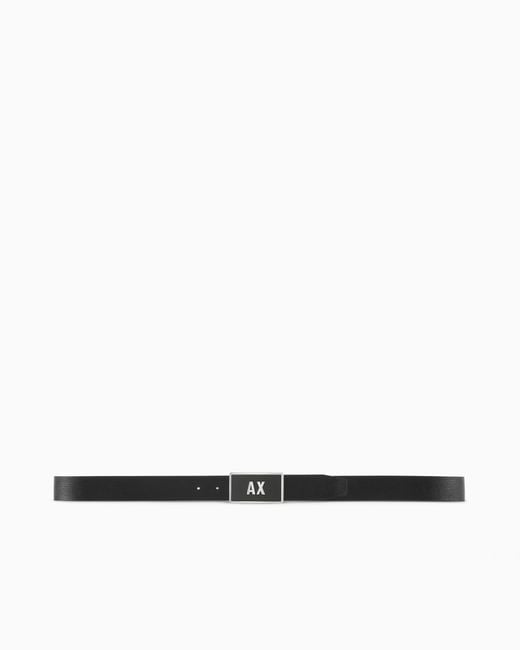ARMANI EXCHANGE White Reversible Belt With Interchangeable Buckles for men