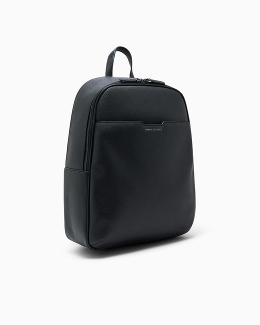 ARMANI EXCHANGE Black Minimalist Backpack With Adjustable Straps And Zip Closure for men