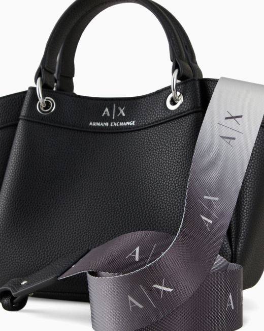 ARMANI EXCHANGE Black Small Handbag With Degradè Shoulder Strap