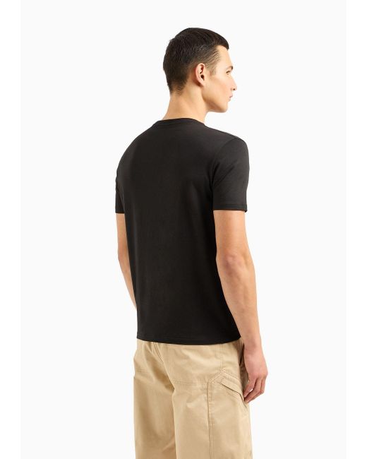 Armani Exchange Black Pima Cotton Jersey T-shirt With Maxi Logo Print for men