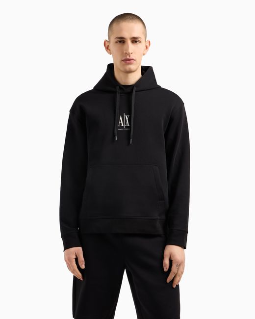 Hoodie With Embroidered Logo ARMANI EXCHANGE pour homme en coloris Black