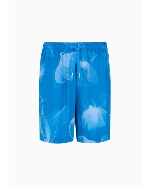 Armani Exchange Blue Shorts In Patterned Fabric for men