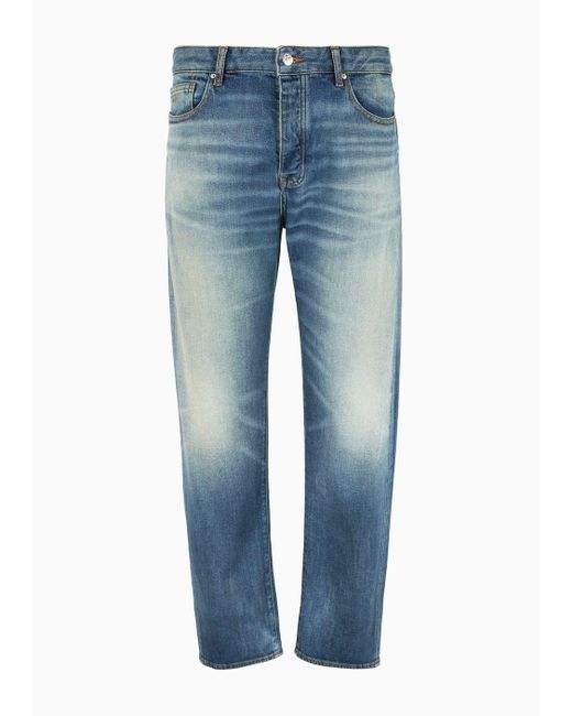 Armani Exchange Blue J71 Carrot Fit Jeans In Indigo Comfort Denim for men