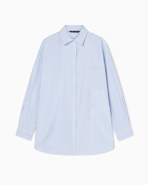 ARMANI EXCHANGE Blue Oversized Striped Shirt