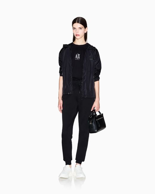 ARMANI EXCHANGE Black Regular Fit Trousers Jersey Bonded Stretch Cotton