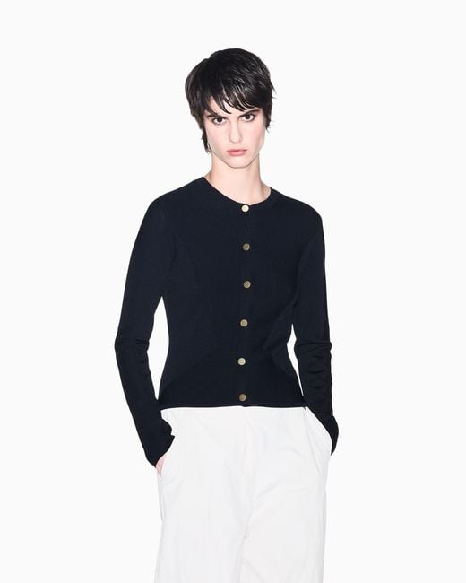 ARMANI EXCHANGE Blue Regular Fit Cardigan Knitted Recycled Viscose And Nylon