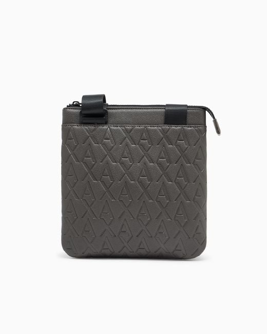 ARMANI EXCHANGE Gray Crossbody Bag With A Textured Finish And An Embossed Pattern for men