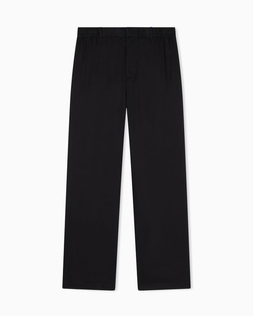 ARMANI EXCHANGE Black Oxford Lyocell Trousers for men