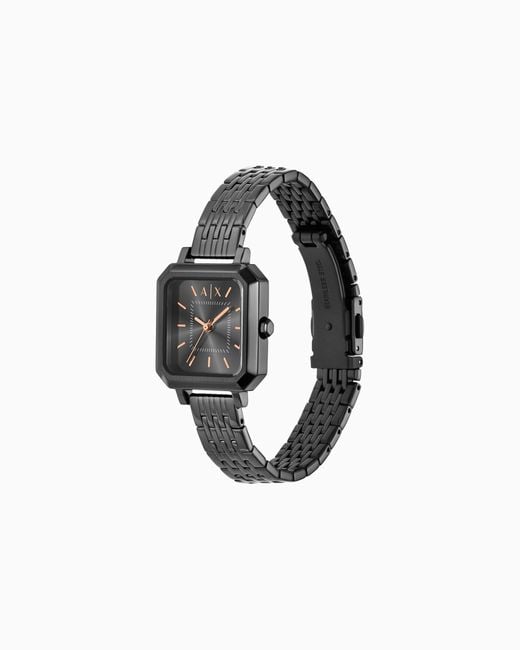 ARMANI EXCHANGE White Three-Hand Gunmetal Stainless Steel Watch