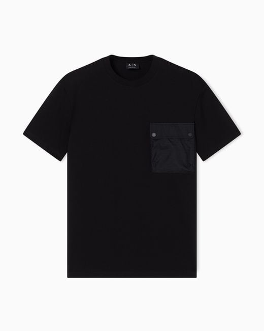 ARMANI EXCHANGE Black Regular Fit T-Shirt With Patch Pocket for men