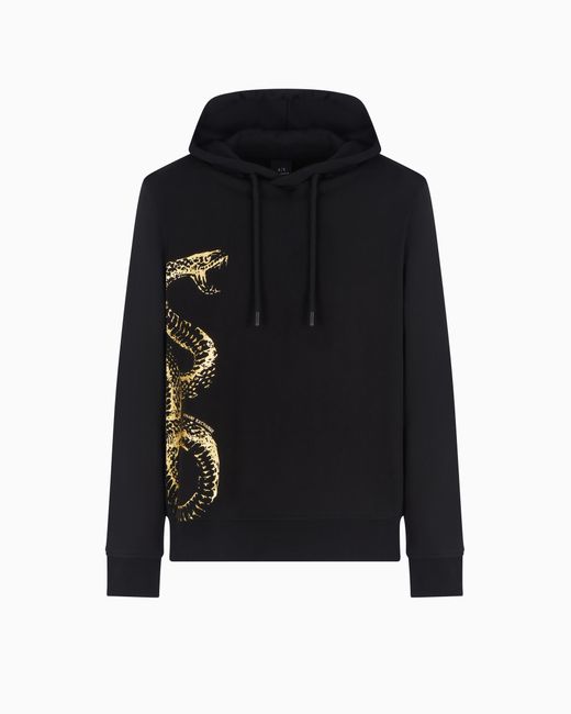 ARMANI EXCHANGE Black Hoodie With Maxi Print for men