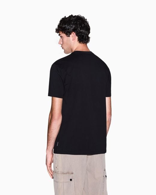 ARMANI EXCHANGE Black Regular Fit T-Shirt With Patch Pocket for men