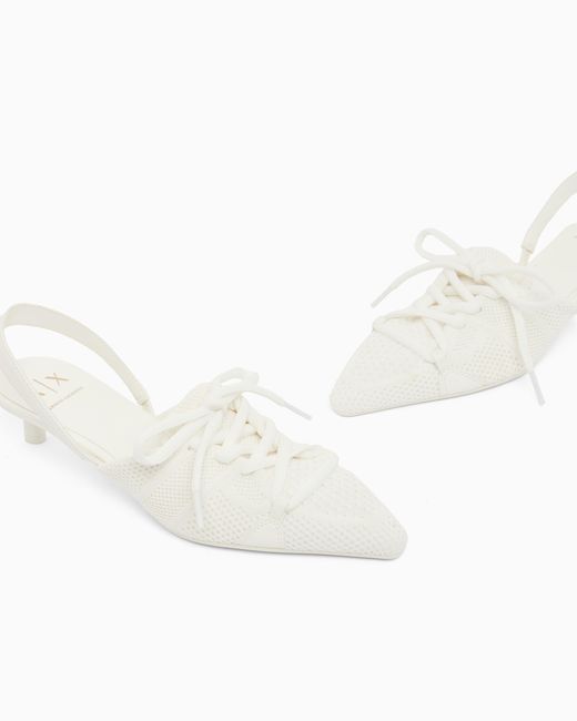 ARMANI EXCHANGE White Technical Fabric Pumps