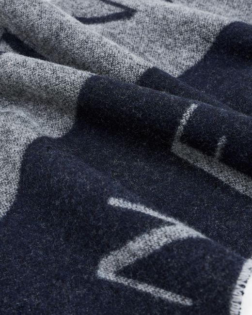 ARMANI EXCHANGE Blue Two-Tone Scarf With Logo for men