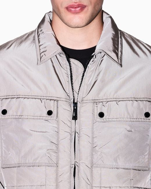 ARMANI EXCHANGE Gray Nylon Blouson With Matt Effect And Pockets for men