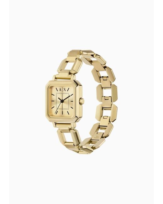 Armani Exchange Metallic Three-hand Gold-tone Stainless Steel Watch
