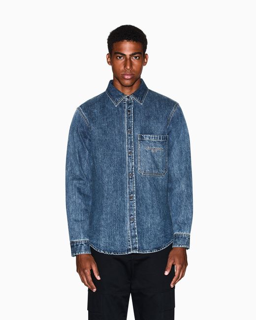 ARMANI EXCHANGE Blue Regular Fit Cotton Denim Shirt for men