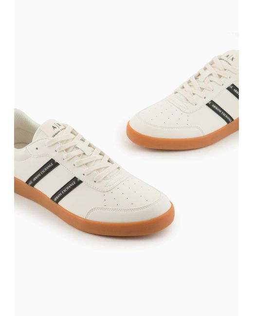 Armani Exchange White Econappa Sneakers With Tone-on-tone Details for men