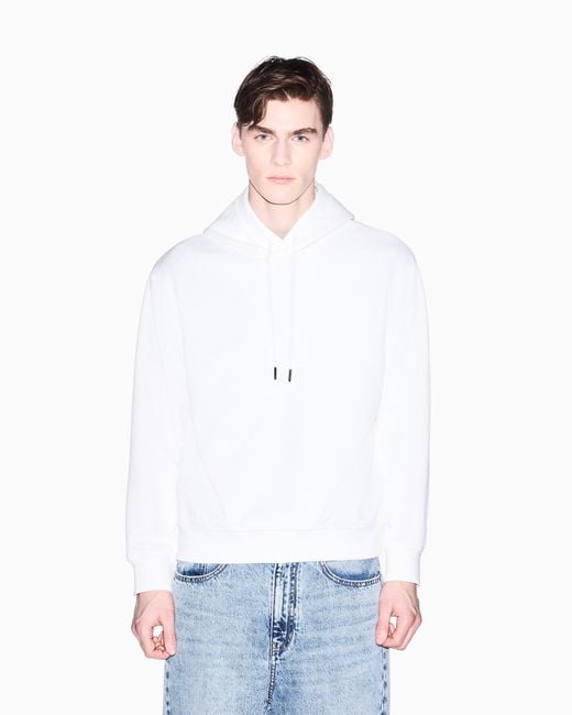 ARMANI EXCHANGE White Stretch Jacquard Hoodie for men