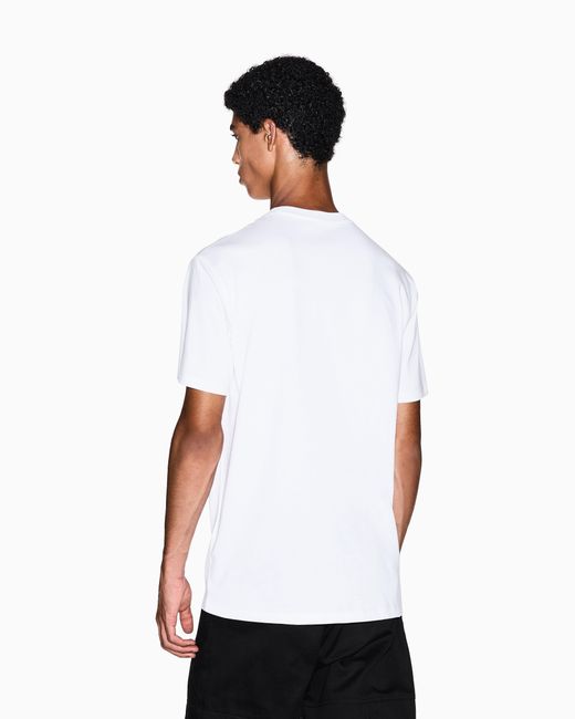 ARMANI EXCHANGE White Regular Fit Cotton T-Shirt With A Chest Logo Essential for men