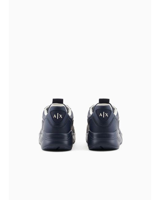 Armani Exchange Blue Sneakers With Maxi Sole And Logo for men