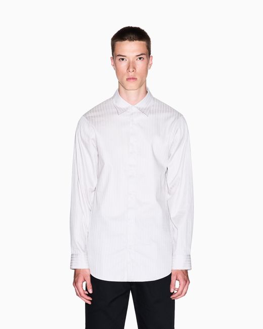 Chemise En Coton Jacquard Coupe Régulière ARMANI EXCHANGE pour homme en coloris White