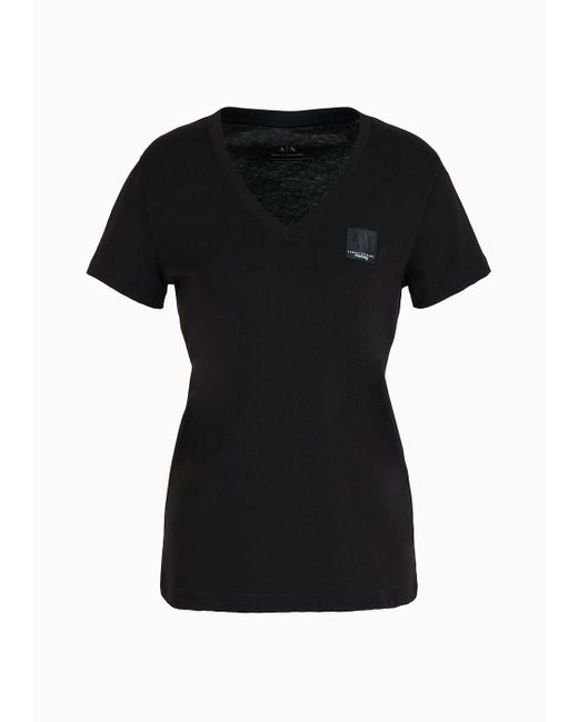 Armani Exchange Black Mix Mag Regular Fit T-shirt In Asv Organic Cotton