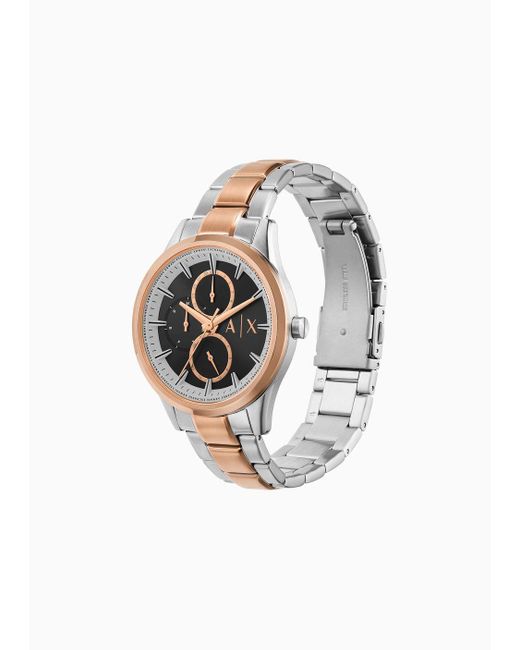 Armani Exchange White Steel Strap Watches for men