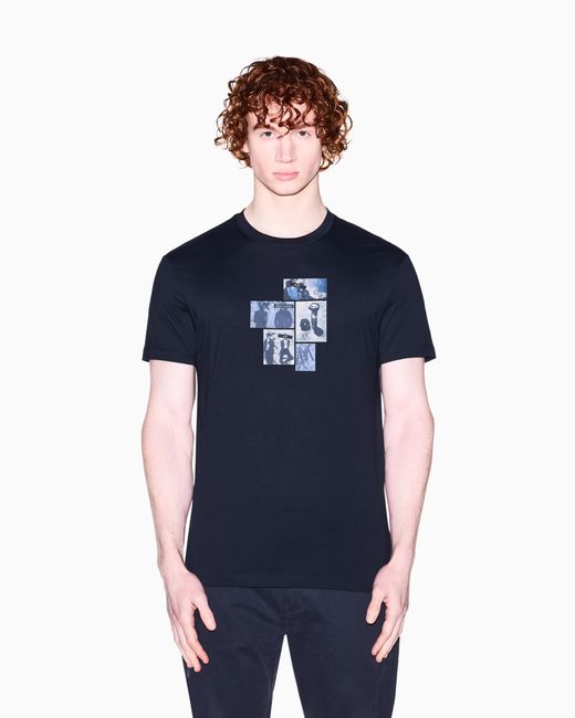 ARMANI EXCHANGE Blue Regular Fit T-Shirt for men