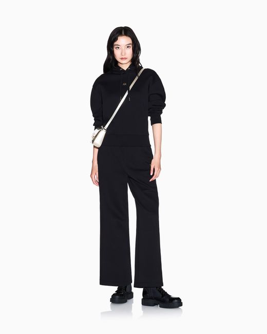 ARMANI EXCHANGE Black Bonded Cotton Stretch Hoodie